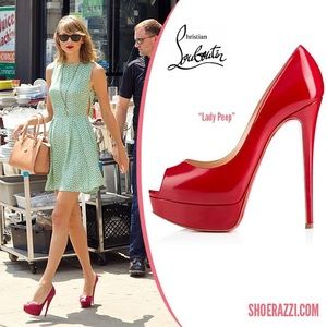 Christian Louboutin Lady Peep Patent Leather Very Prive 120 Peep Toe Pumps Heels